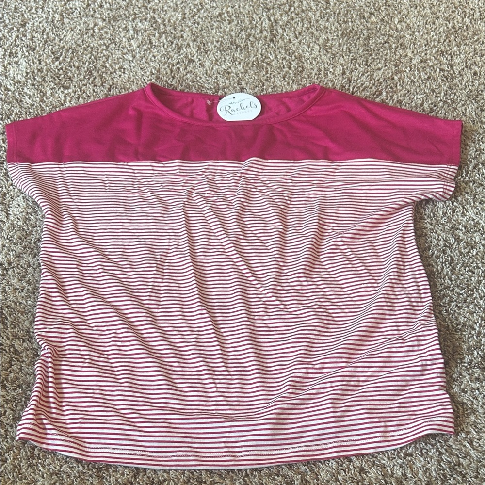Staccato Pink and White Striped Short Sleeve Tee